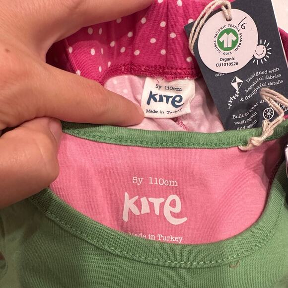 NWT Kite Green Appliqué Bird Long Sleeve Shirt & Pink Polka Dot Leggings Outfit - Picture 8 of 8